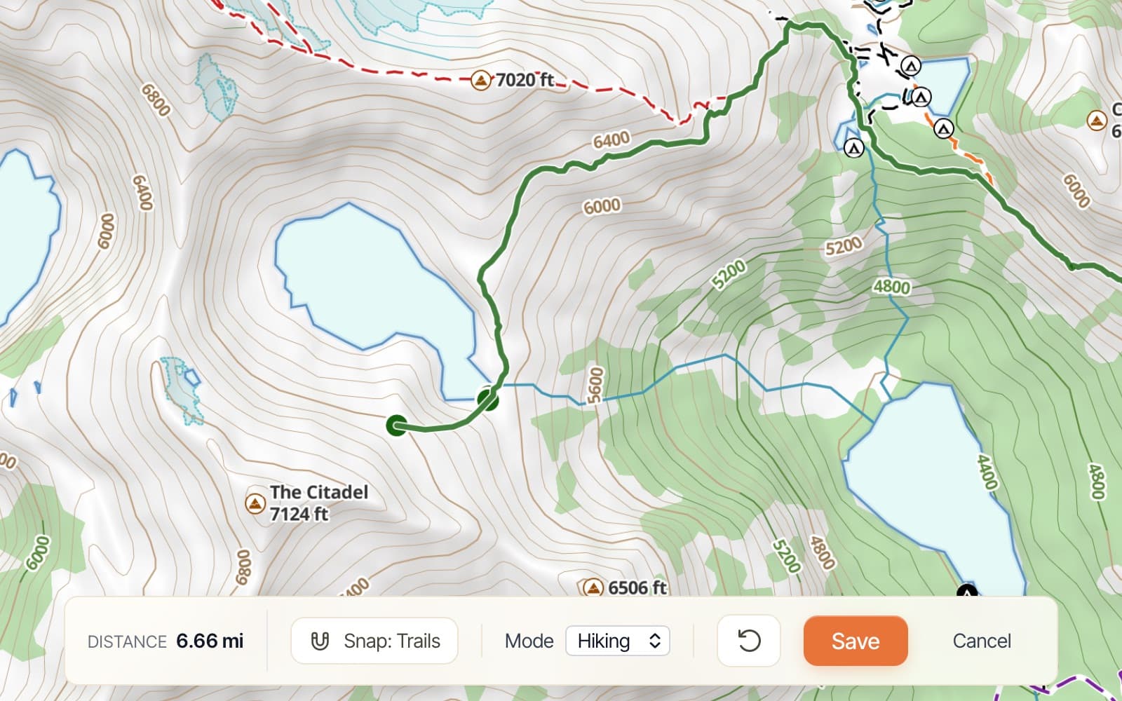 SCREENSHOT: web app route-sketching in a browser