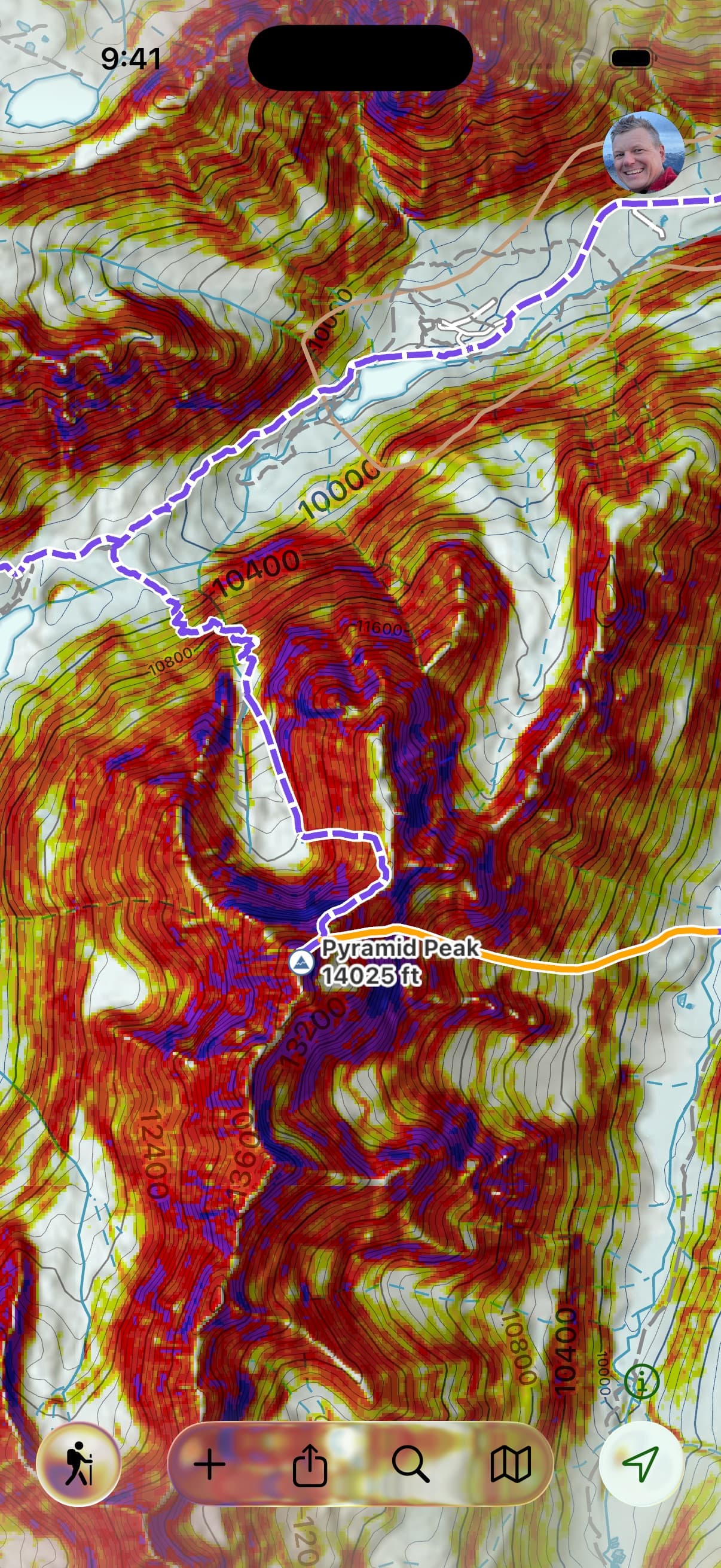 SCREENSHOT: topo with the Slope Angle overlay turned on