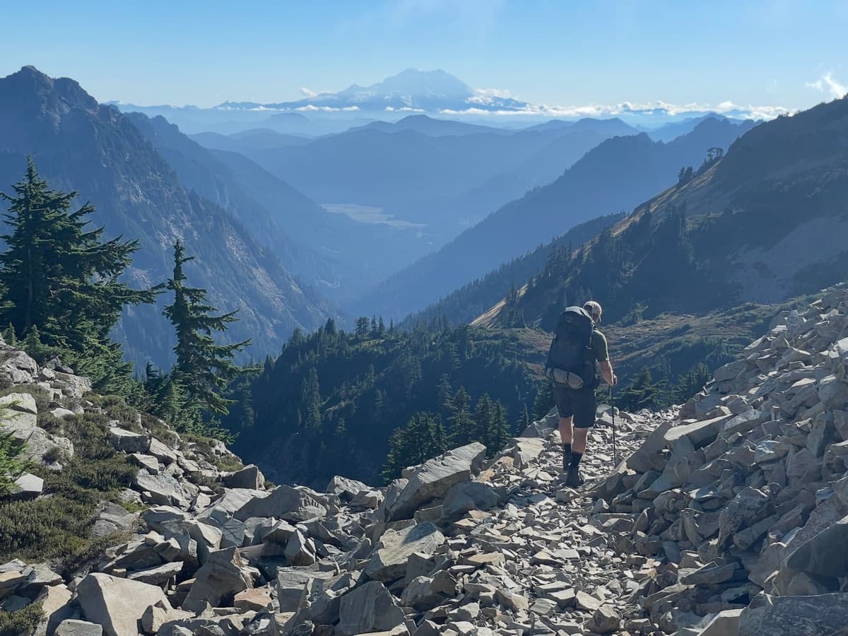 PHOTO: a backpacker on a multi-day route