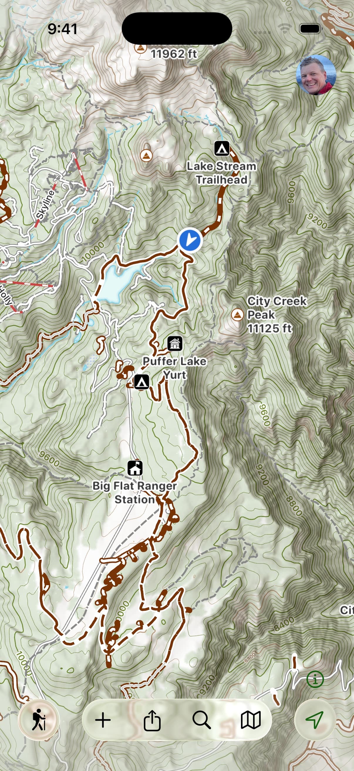 SCREENSHOT: offroad navigation — Glacier Topo with MVUM routes